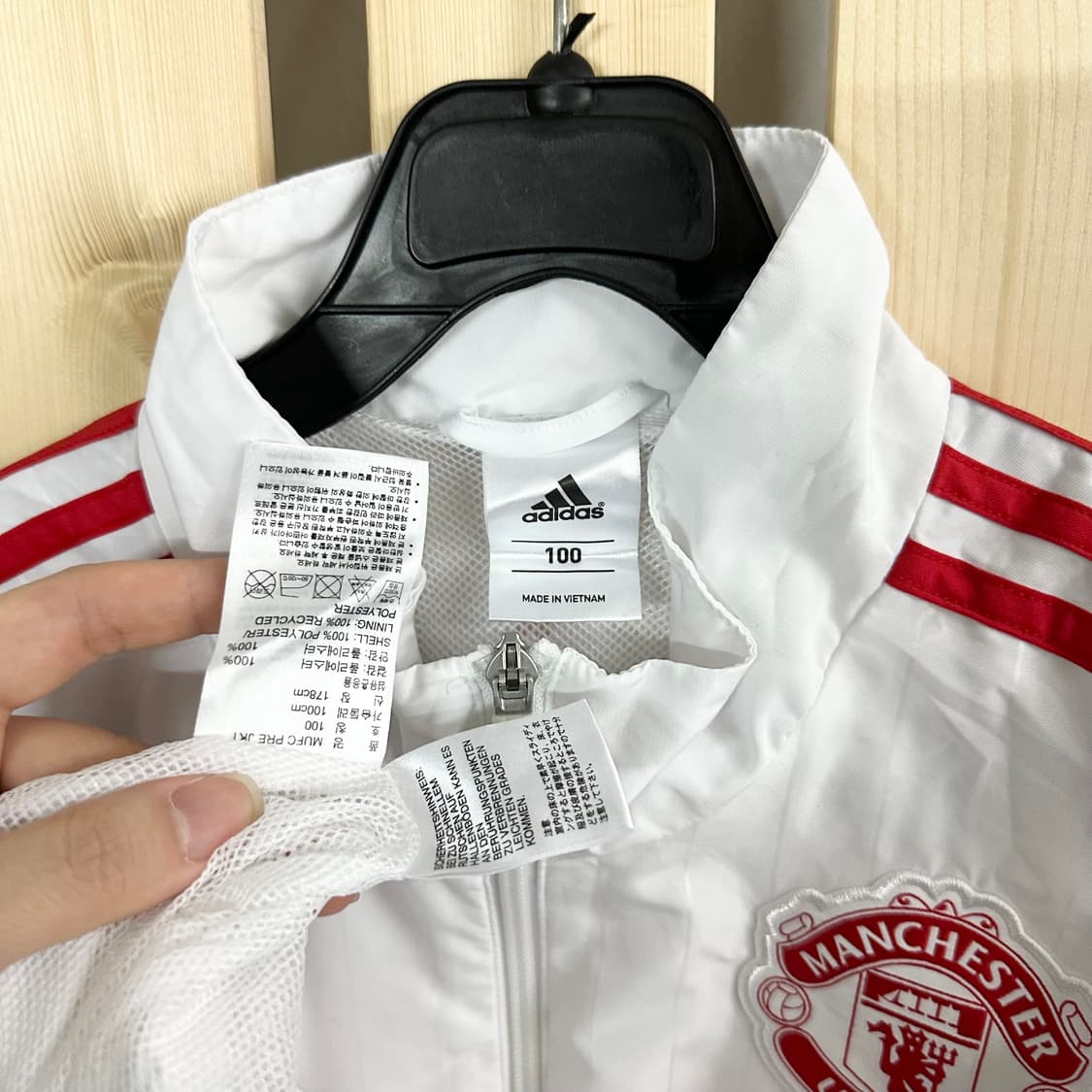 (L) 아디다스 맨유 맨체스터 유나이티드 화이트 레드 바람막이 자켓 상품이미지5