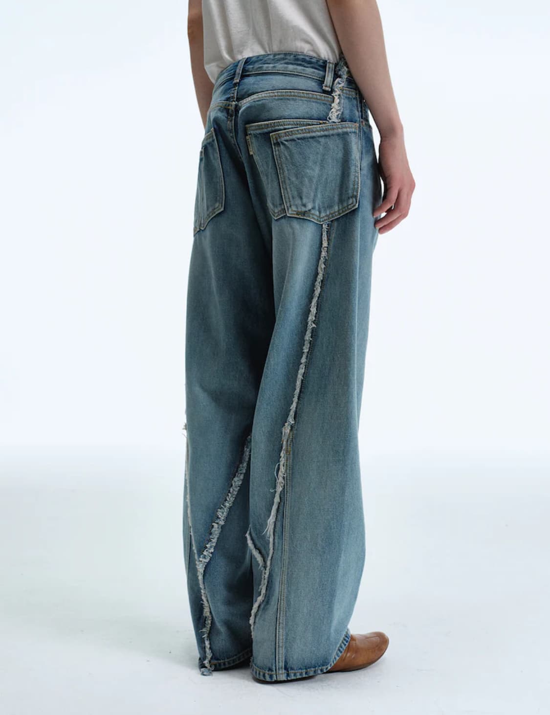 스티치 컴스 블루 Reworked Wide Fit Denim Pants 상품이미지3