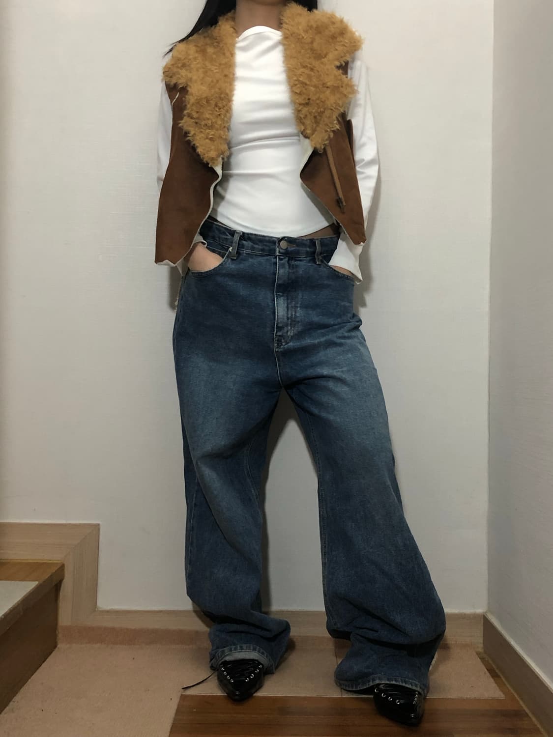 빈티지 브라운 퍼 베스트 상품이미지5