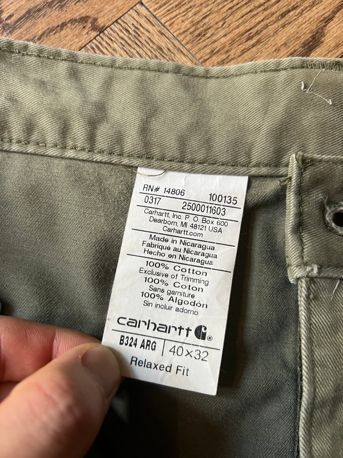 [40]칼하트 USA 아미 그린 코튼 싱글니 카펜터 워크 팬츠 상품이미지7