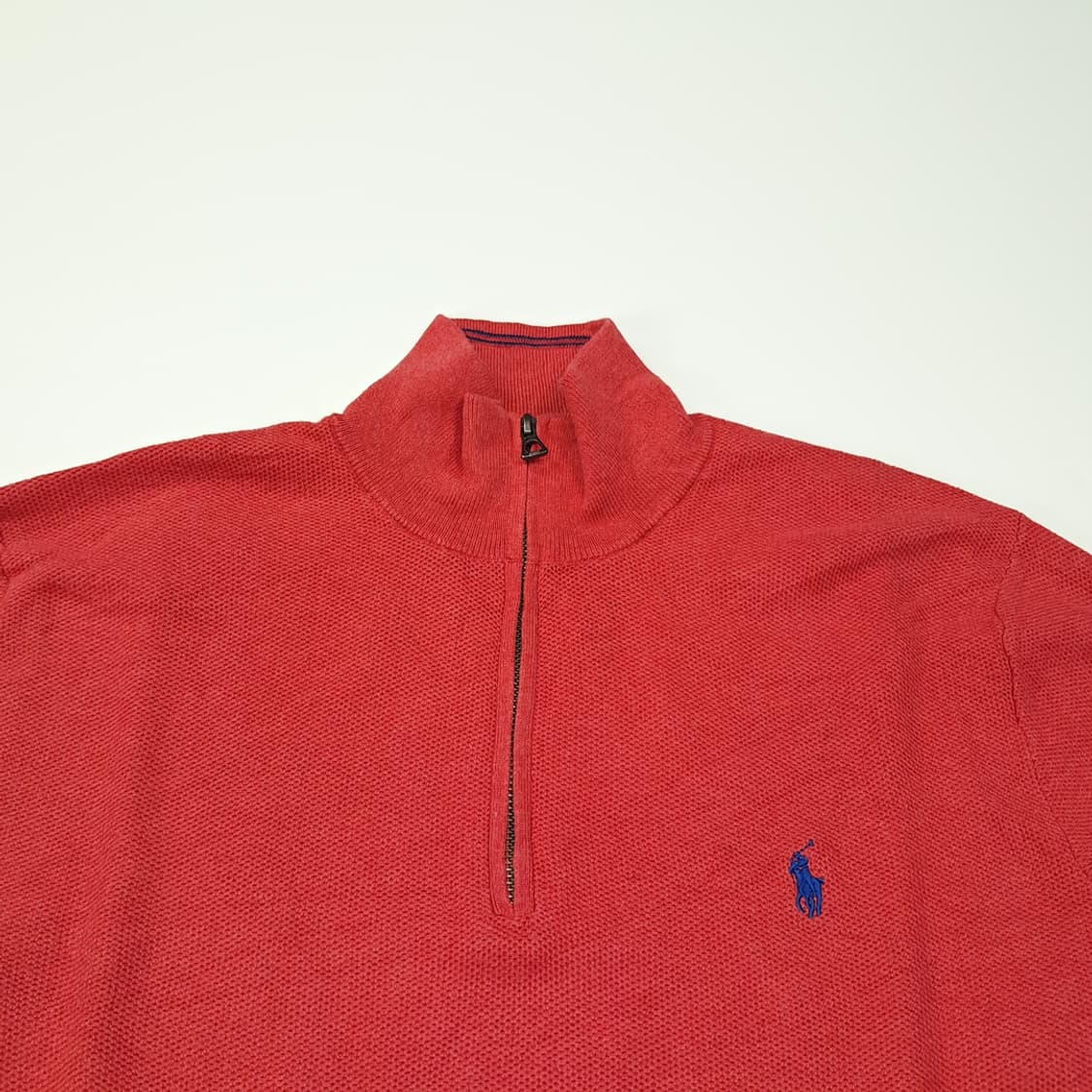 CL029 폴로 랄프로렌 유럽판 텍스처 레드 애플 하프 집업 니트 상품이미지2