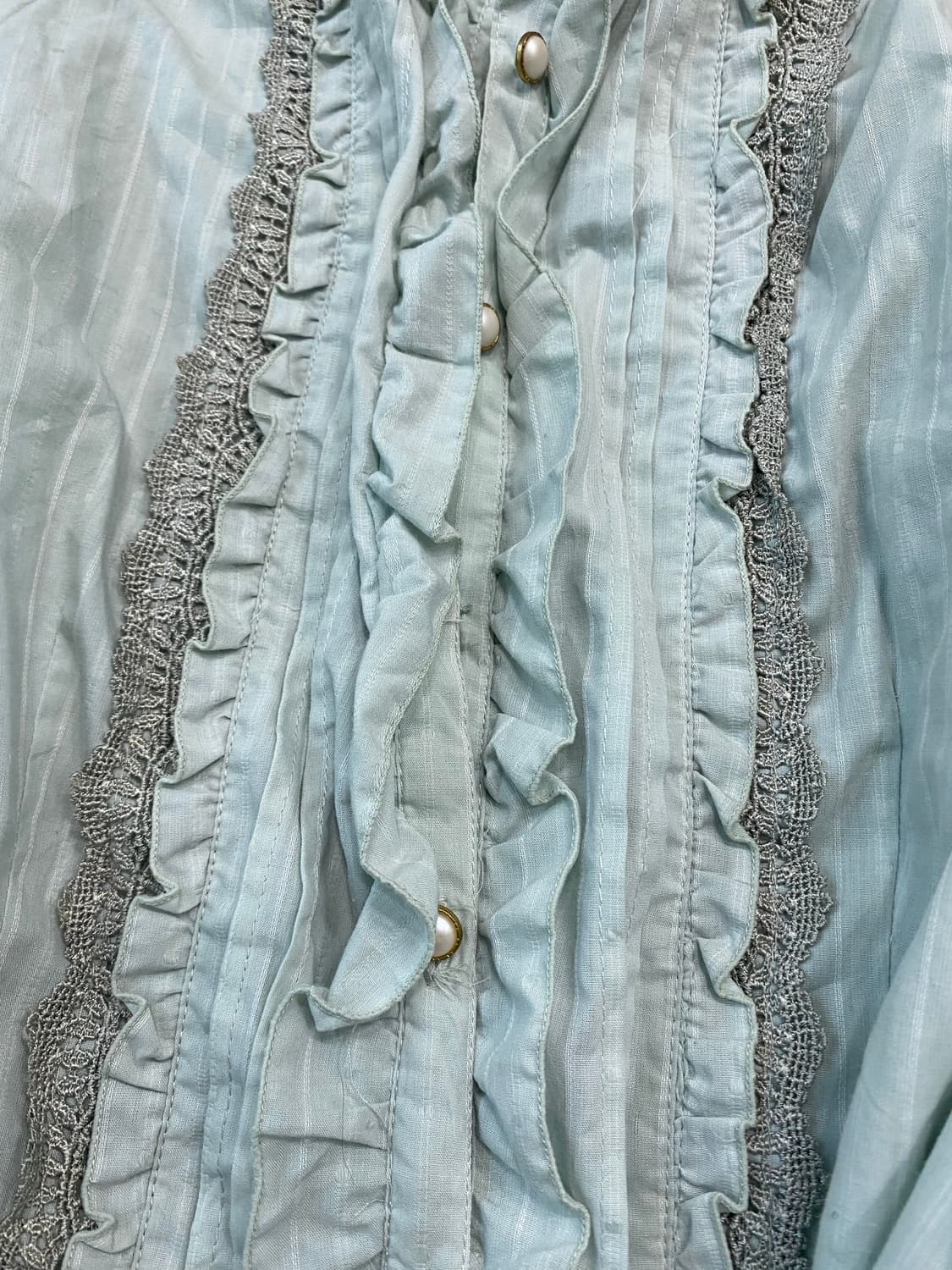 [Axes Femme]Frill&Pearl button Mint Shir 상품이미지9