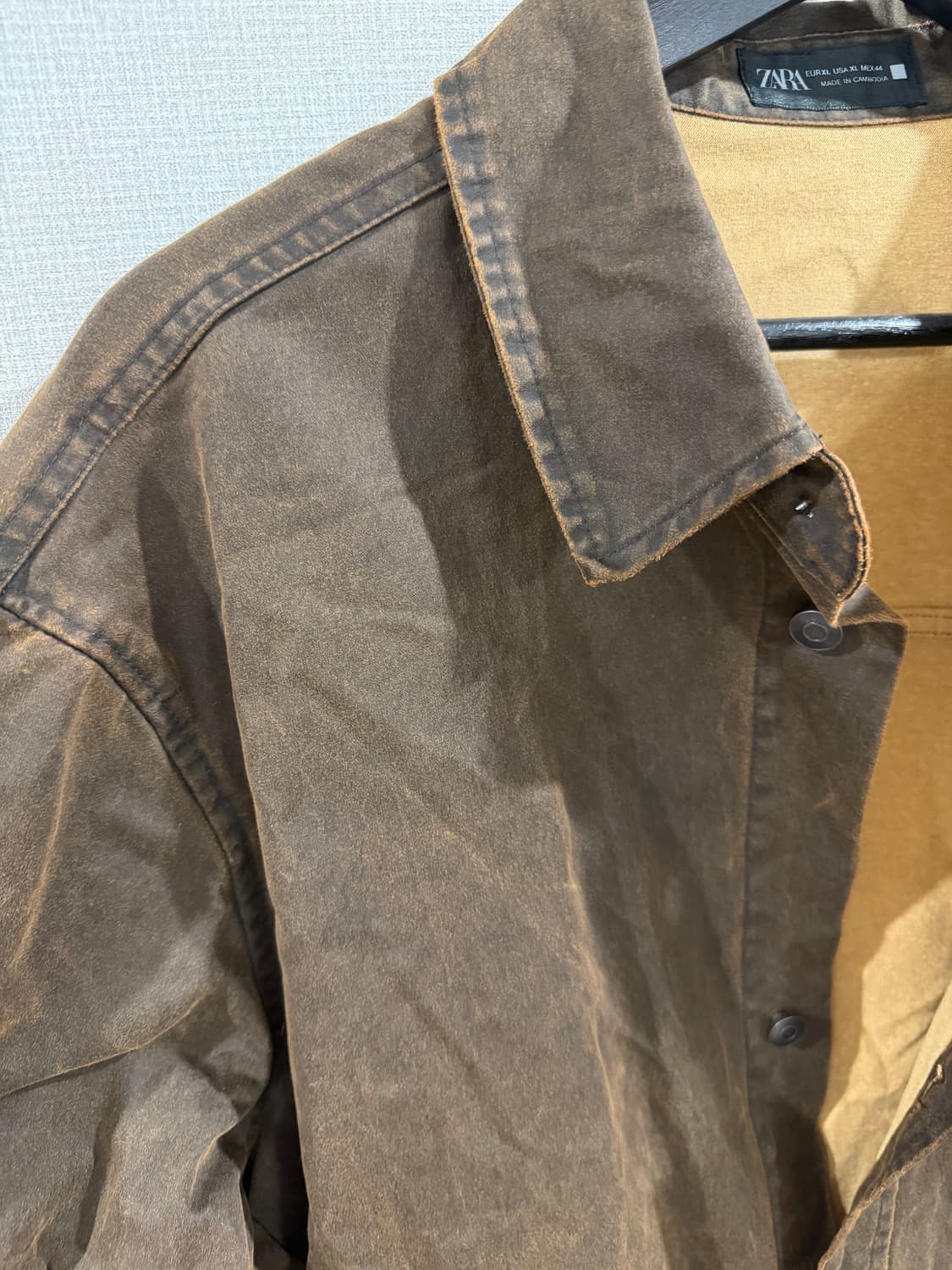 자라 워시드 이펙트 셔츠 자켓 브라운 상품이미지6
