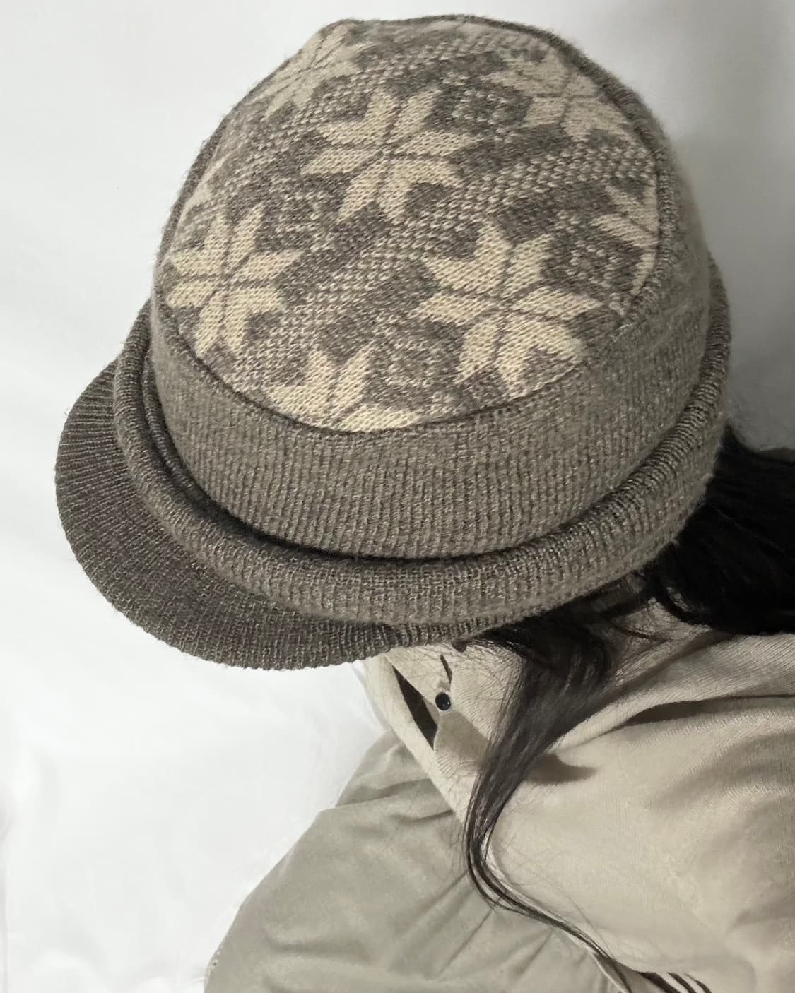 울 혼방 스노우 플레이크 패턴 니트 캡 상품이미지3