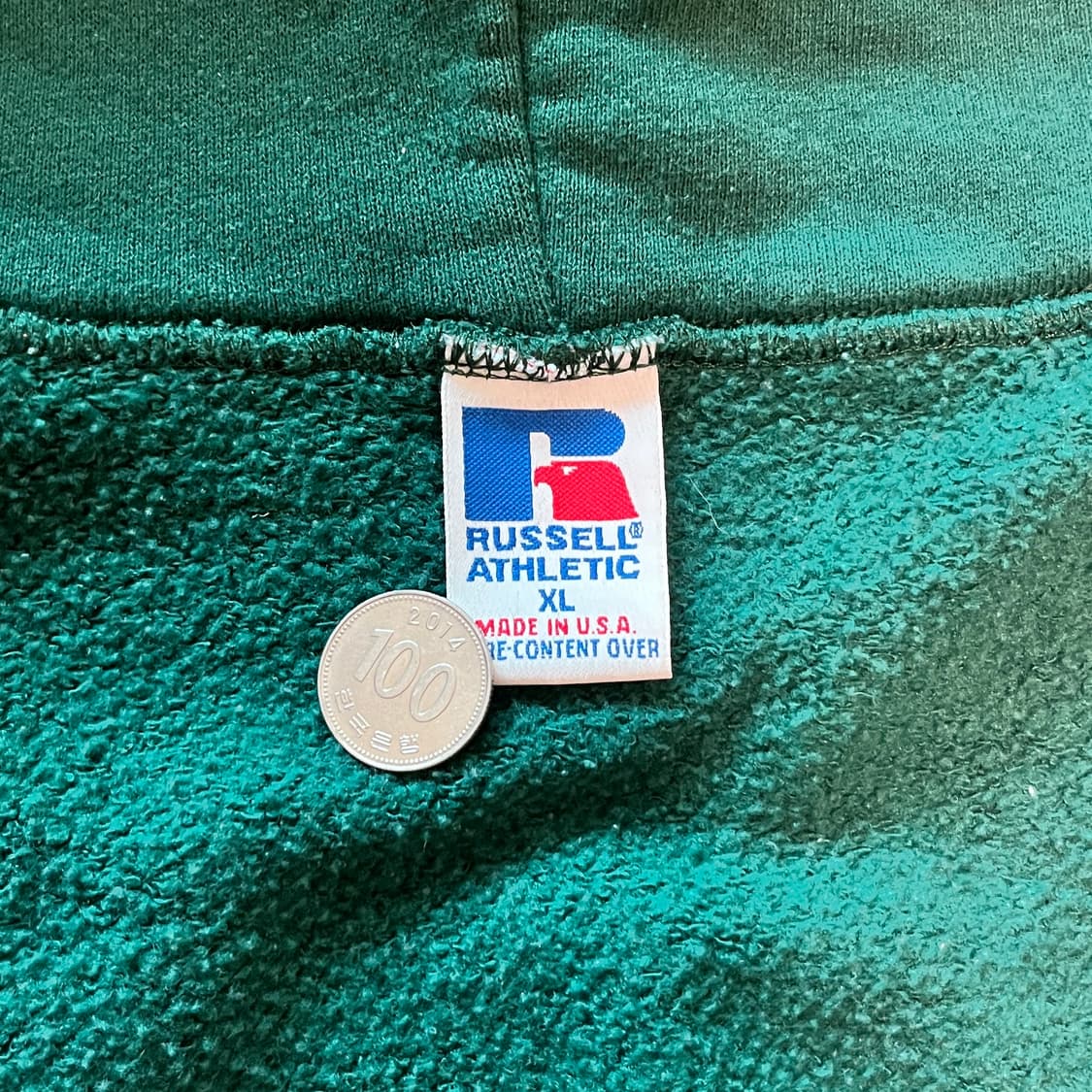 [XL] 90s USA 빈티지 러셀 후드집업 그린 상품이미지3