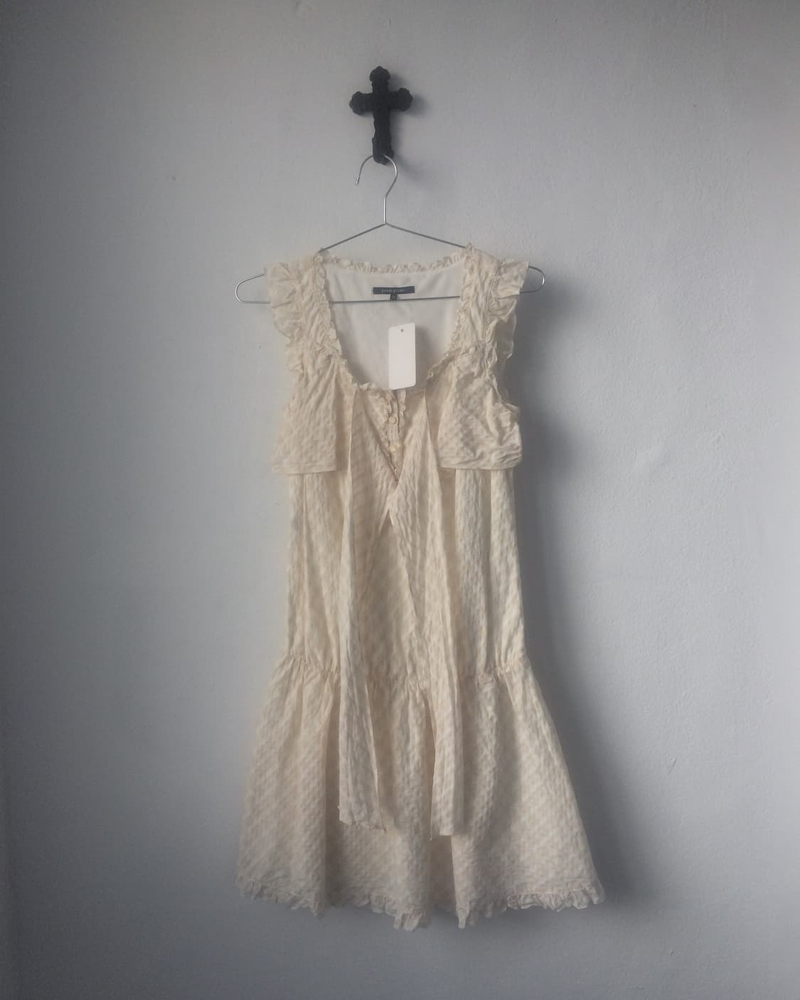 Tied point check pattern frill onepiece 상품이미지1