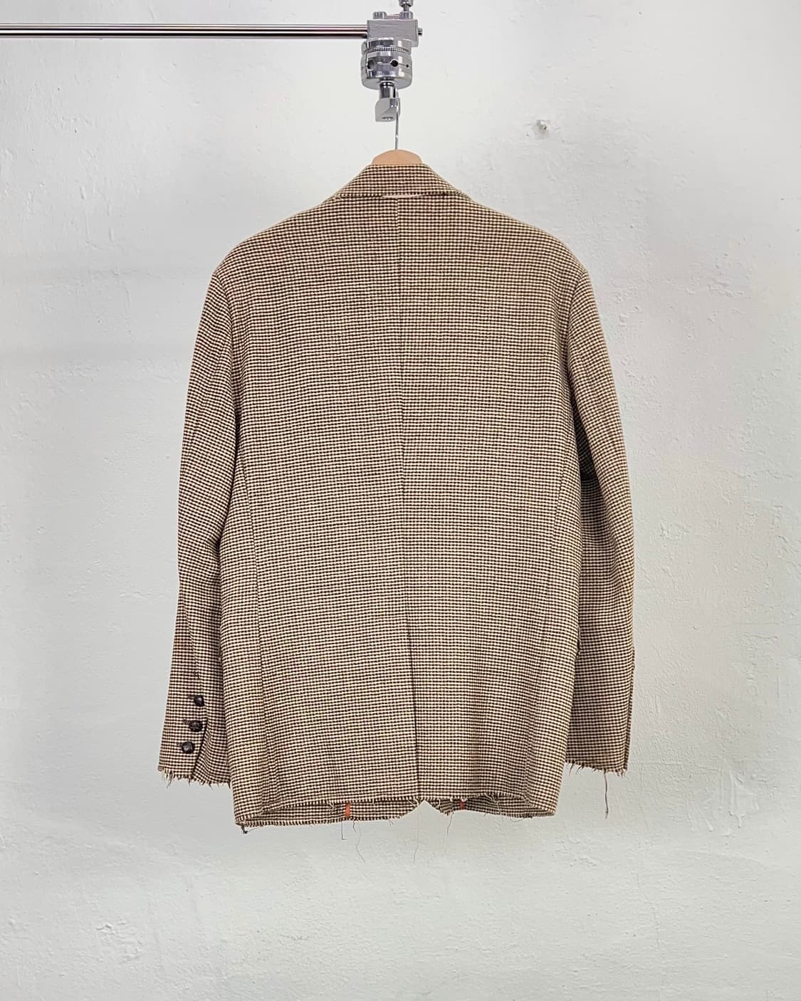 퀸테센스 하운드투스 브라운 체크 러프 커팅 2b 블레이저 상품이미지6