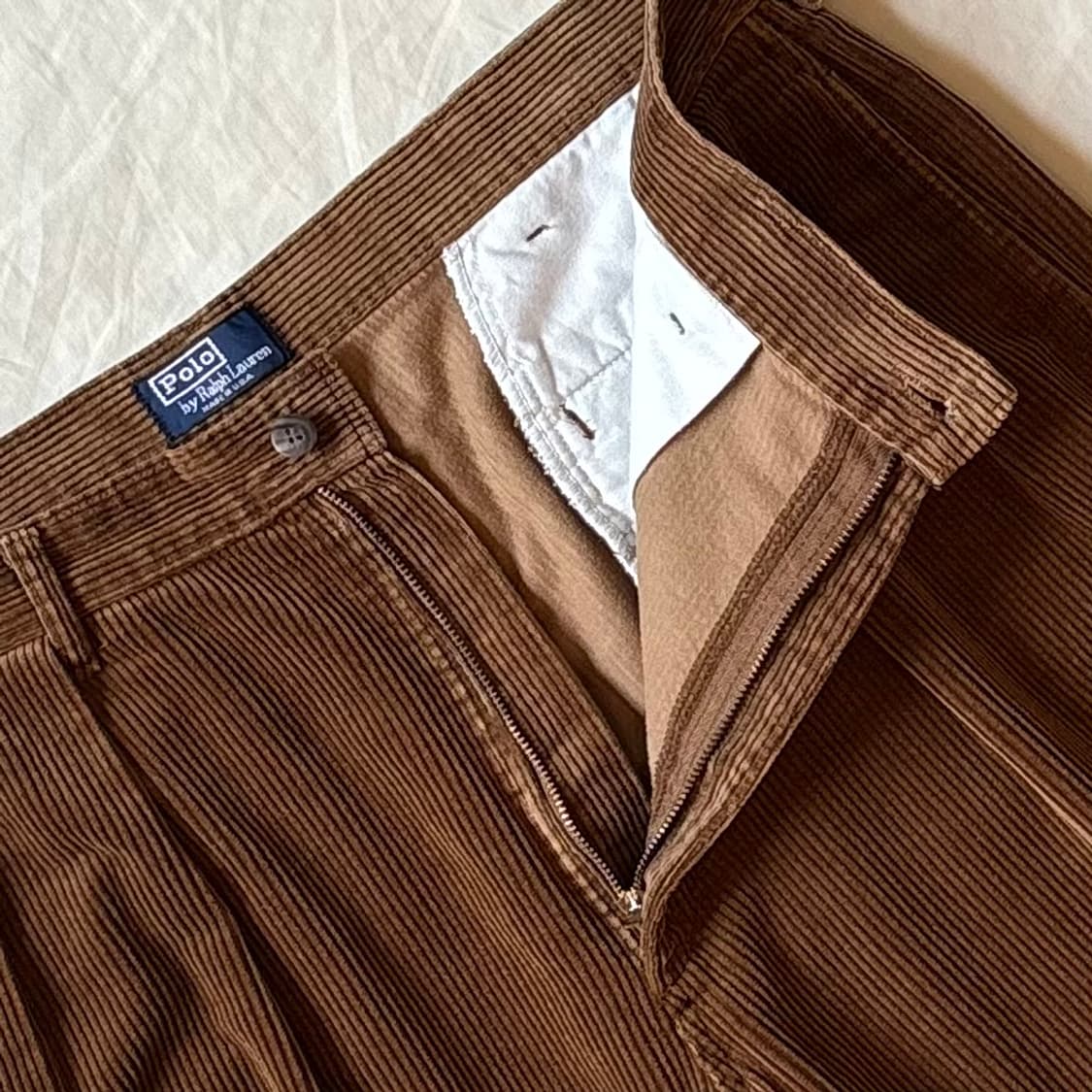 [35] 80s USA 폴로 랄프로렌 브라운 코듀로이 투턱 팬츠 상품이미지4