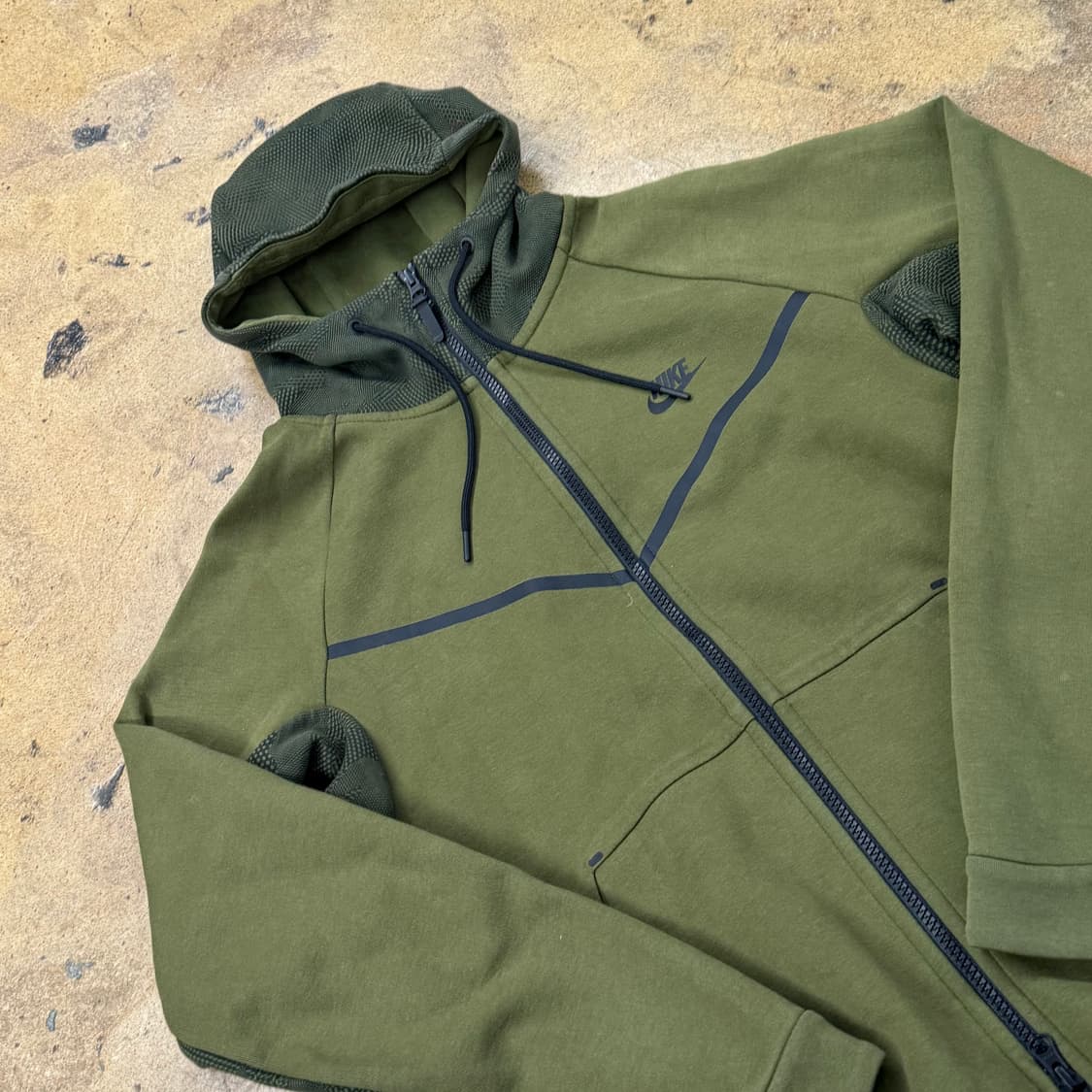 [정품/M] 나이키 테크 플리스 후드집업 카키 b15 상품이미지1