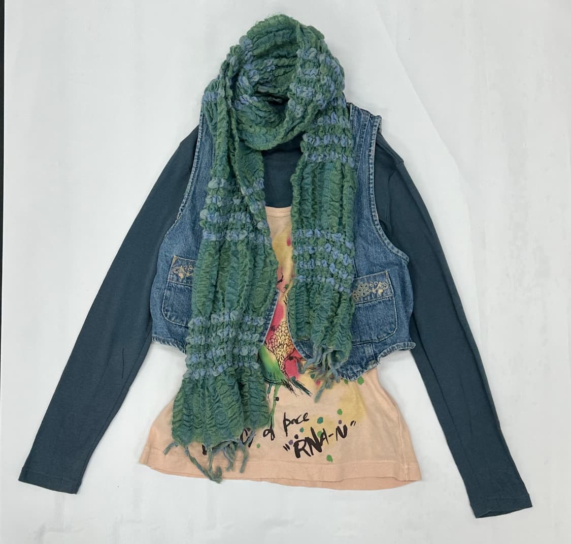 ⭐️하구미의 레이어드 청조끼 머플러 코디세트⭐️ 빈티지 Y2K 레트로  상품이미지2