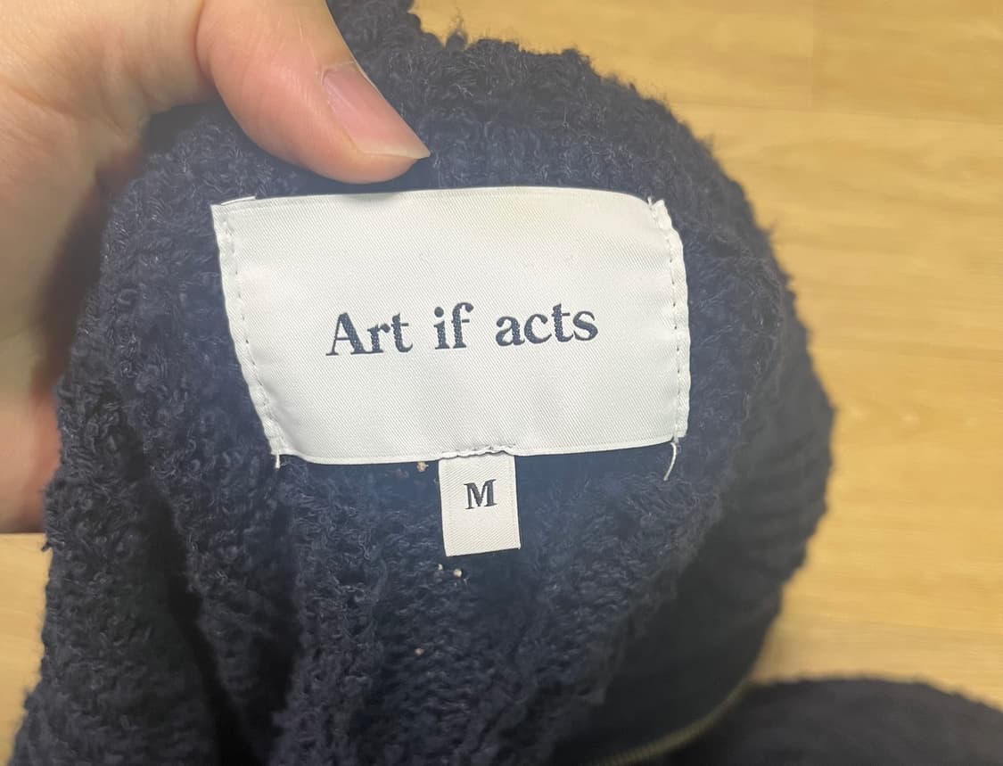 아트이프액츠 부클 니트집업 네이비M 상품이미지2