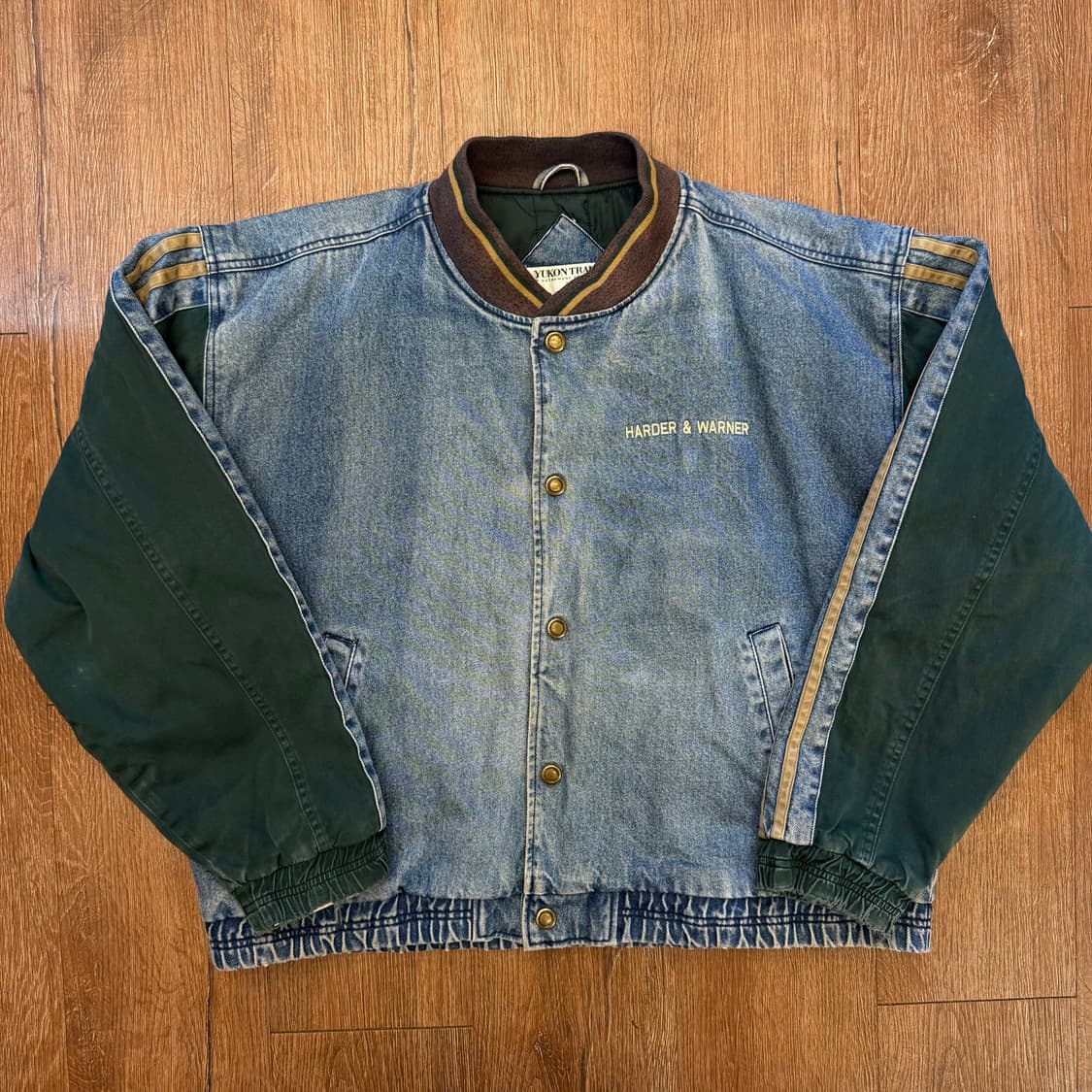 빈티지 배색 이선 데님 바시티 상품이미지1