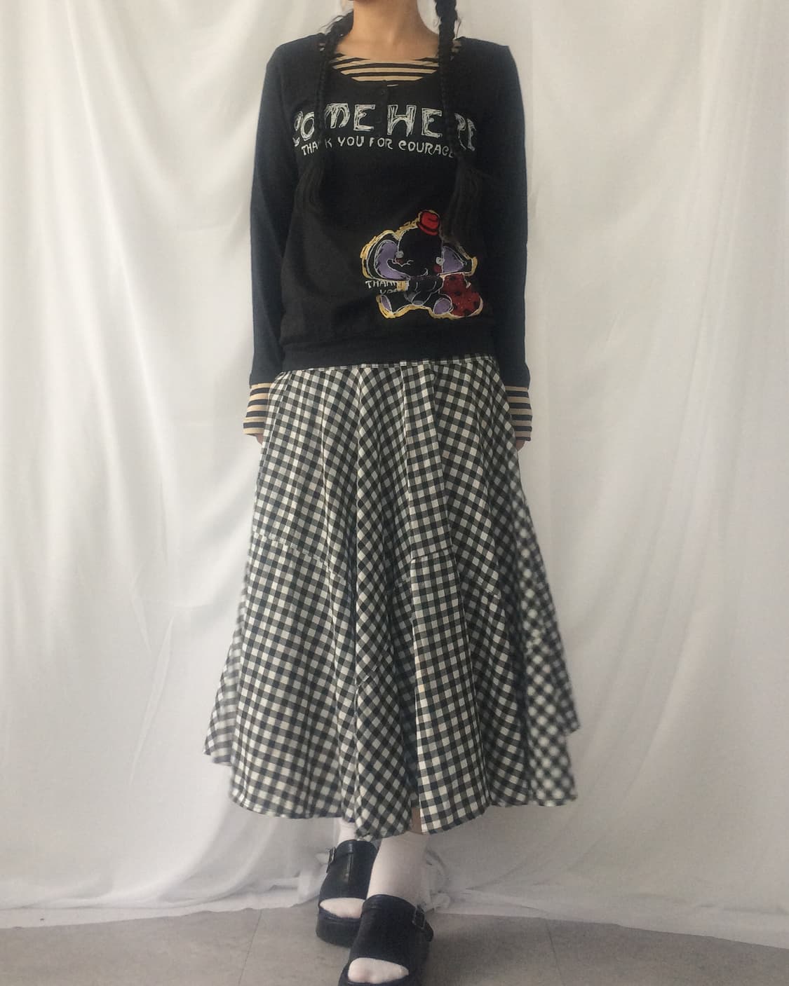 Check pattern unbalanced skirt 상품이미지6