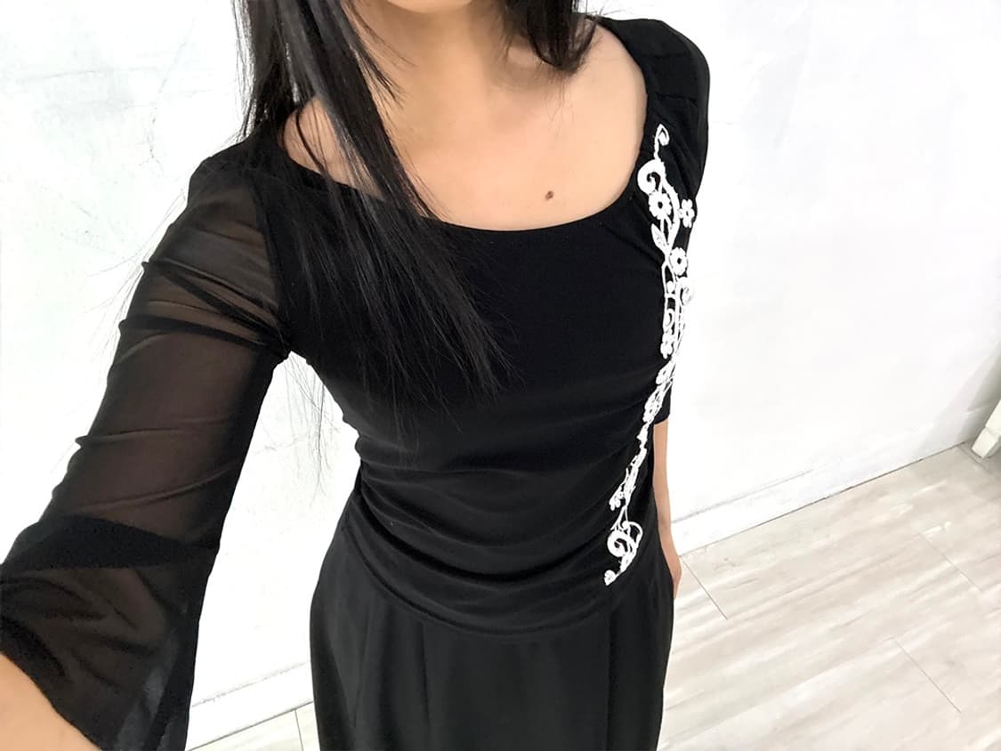 Black Oriental Embroidery Detail Sleeve 상품이미지3