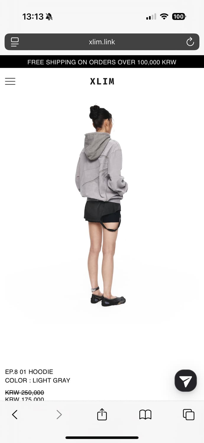 엑슬림 xlim ep8 01 후디 라이트 그레이 S 상품이미지6