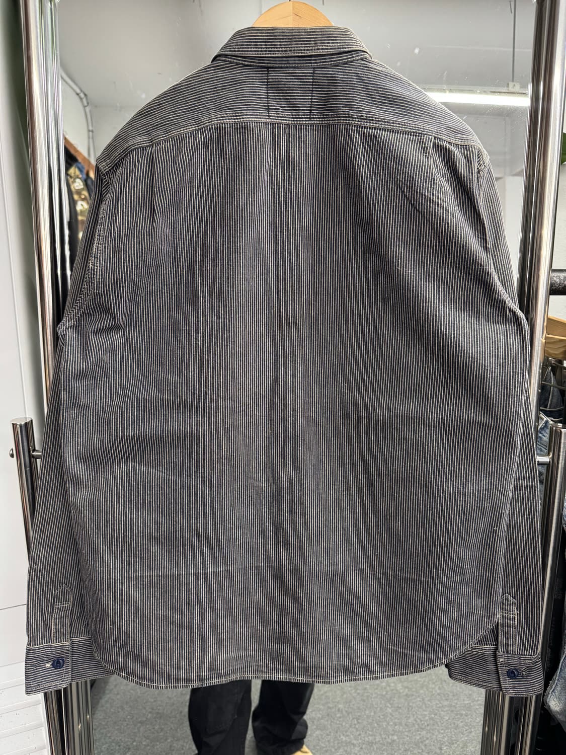 japanese vintage Stiff&co.inc 스트라이프 워크셔츠 상품이미지4