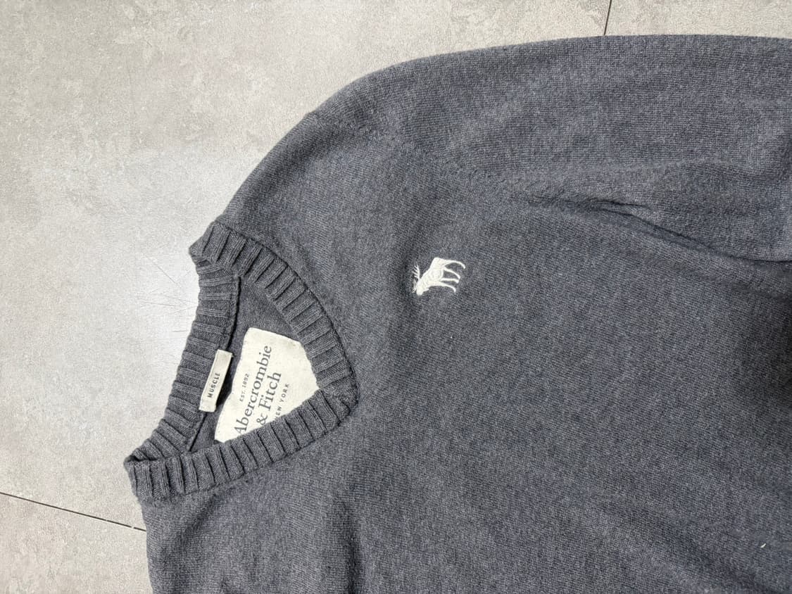 00s 아베크롬비 그레이컬러 미니로고 빈티지 코튼 니트 95size   상품이미지2