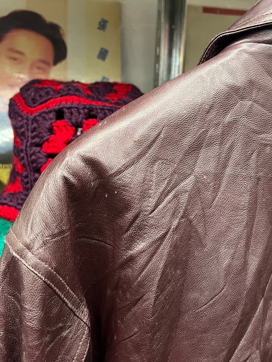 Vintage Brown Leather Half Coat 상품이미지7