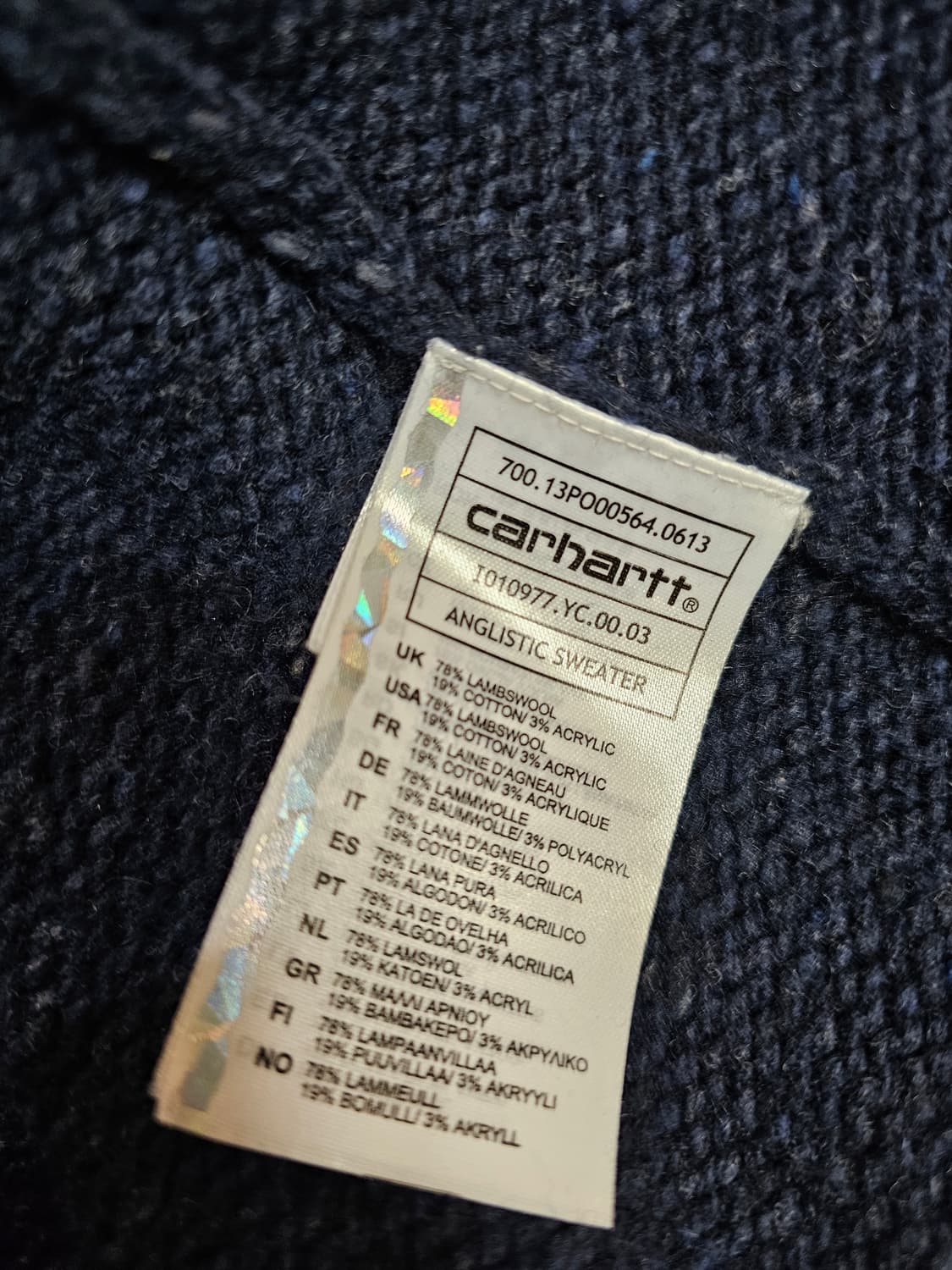 칼하트 앙글리스틱 스웨터 니트 L 네이비 상품이미지5