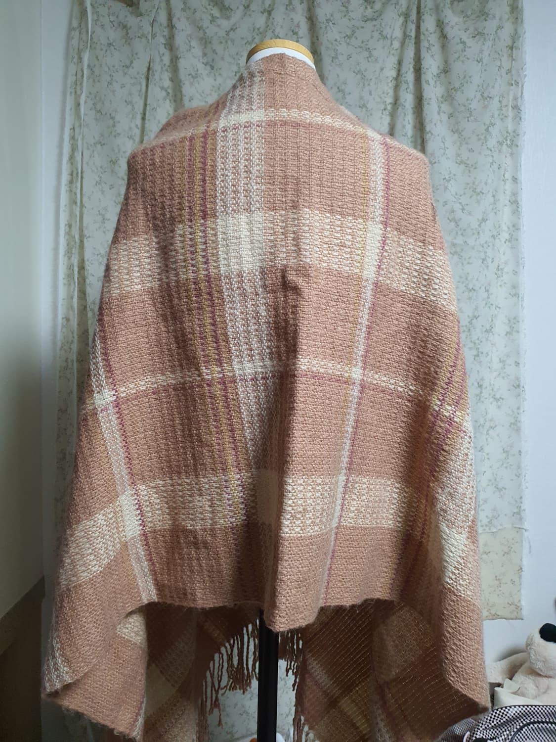 [빈티지] 체크 패턴 숄 가디건 망토 상품이미지3