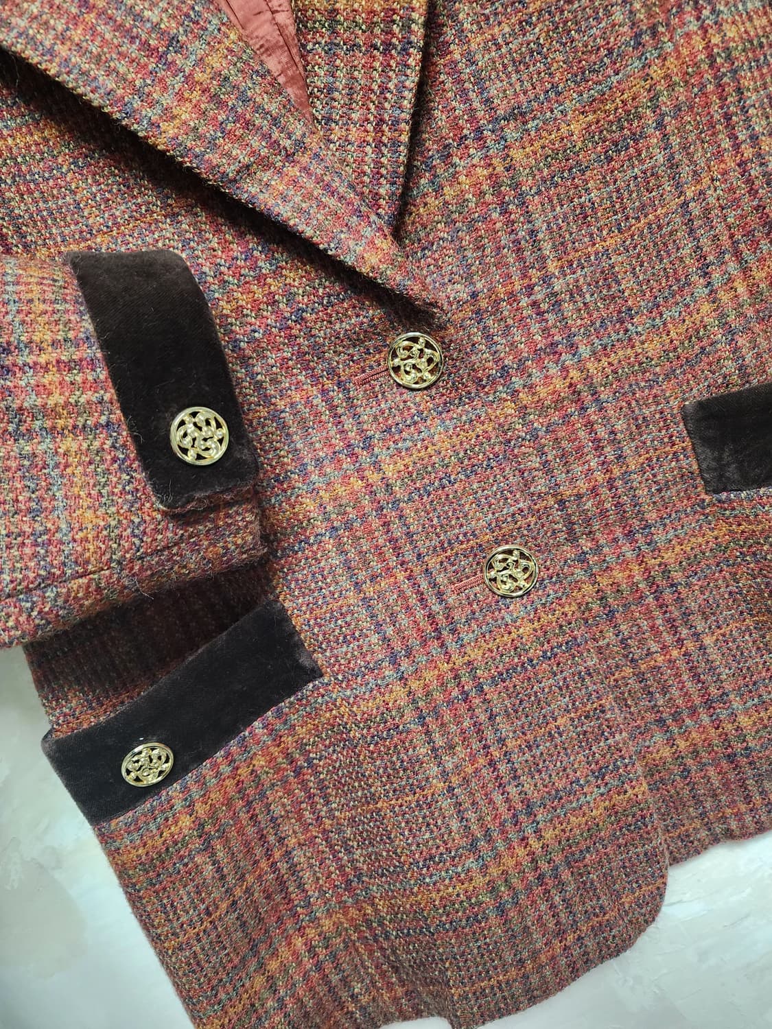 울 100% 체크 패턴 자켓 상품이미지4