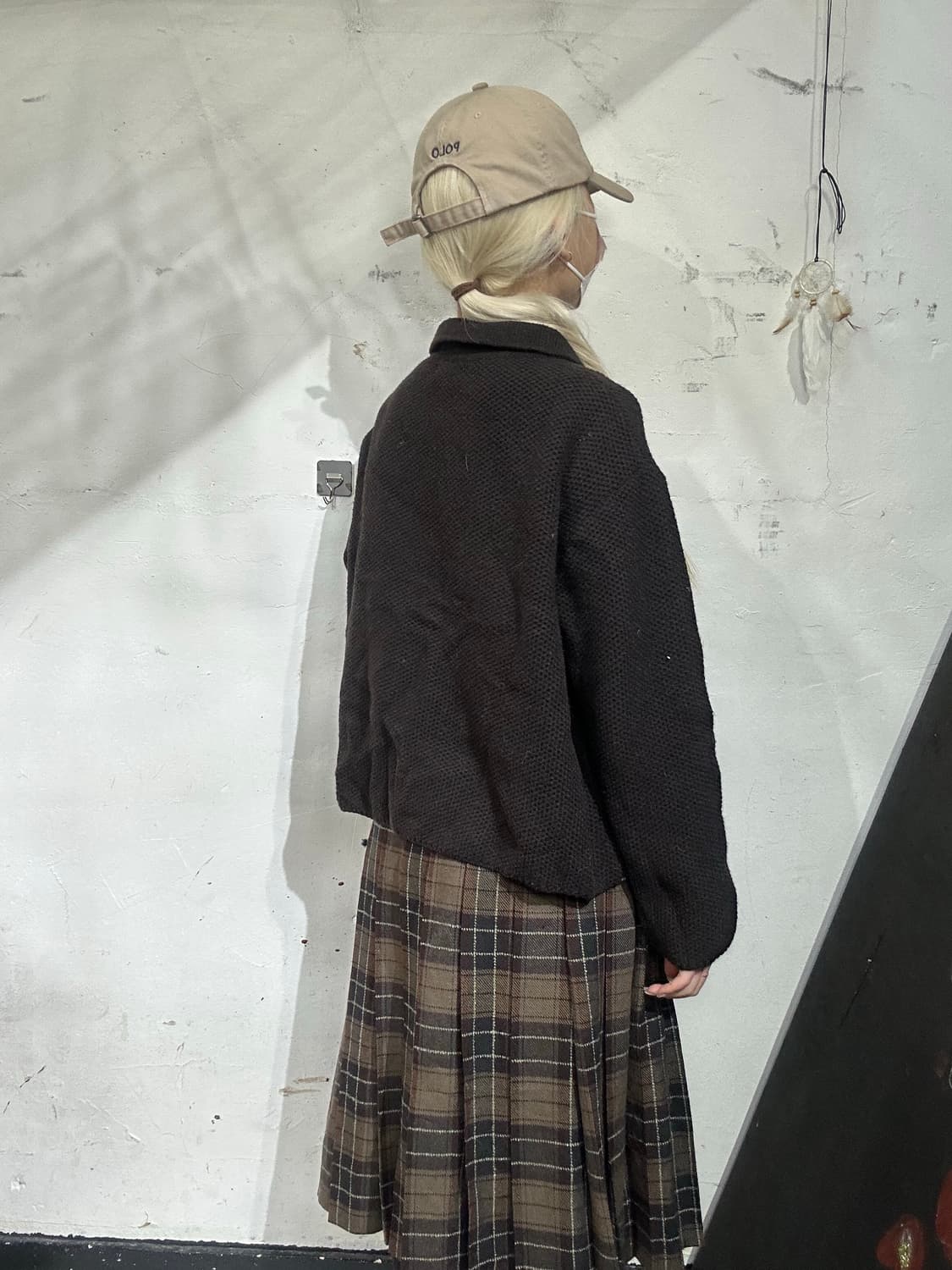 일본 빈티지 크롭 딥 브라운 니트 자켓  상품이미지3