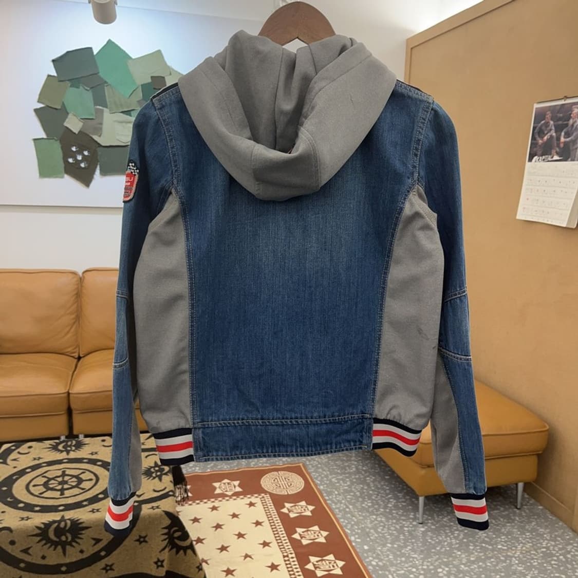 푸부 올드스쿨 레트로 Y2K 패치워크 데님 후드집업 M C08609 상품이미지4
