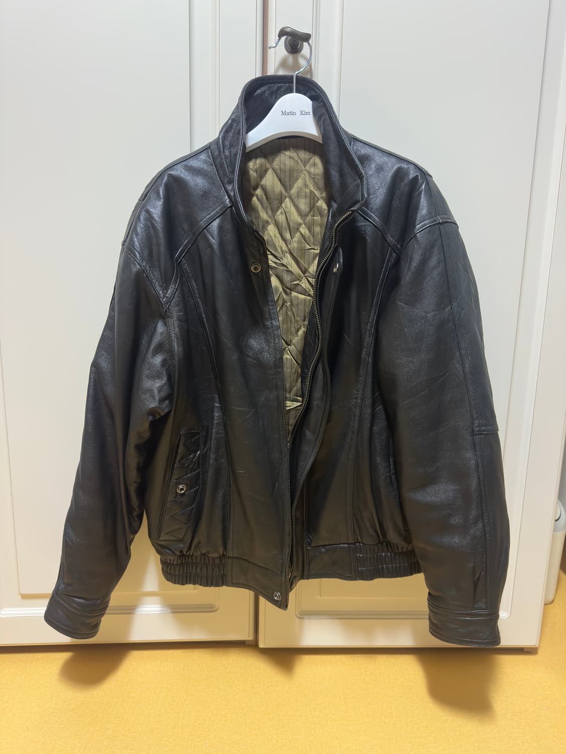 빈티지 하이넥 레더 자켓 상품이미지1