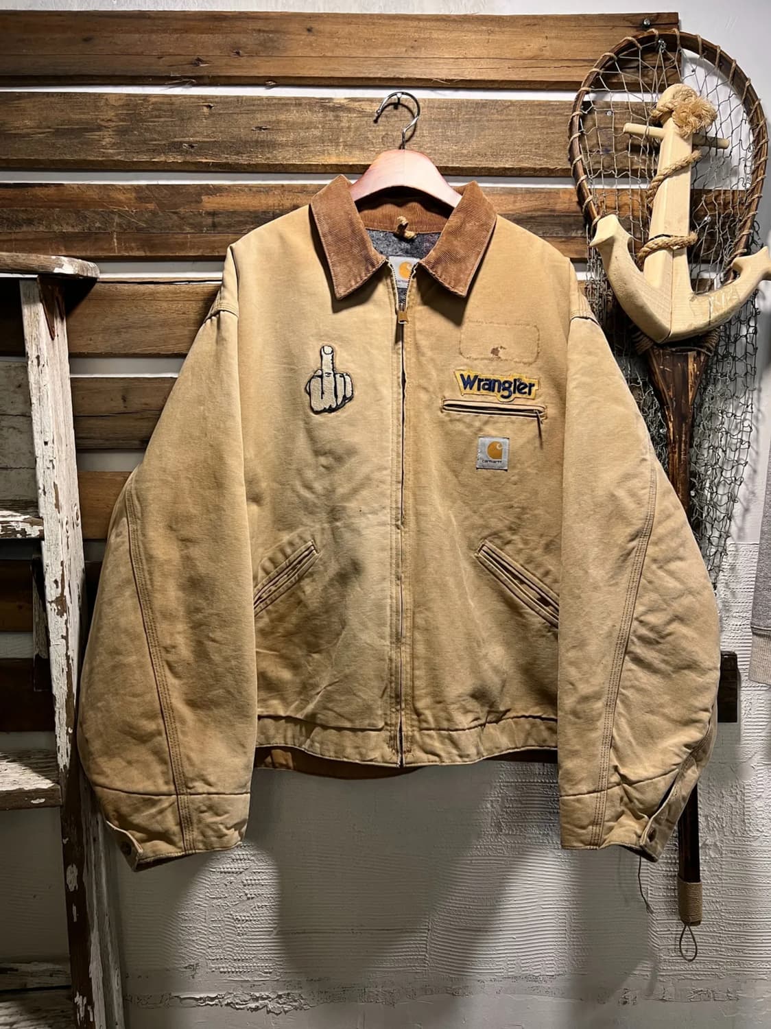 [3XL]칼하트 USA J97 디트로이트 랭글러 패치업 브라운 워크 자켓 상품이미지1