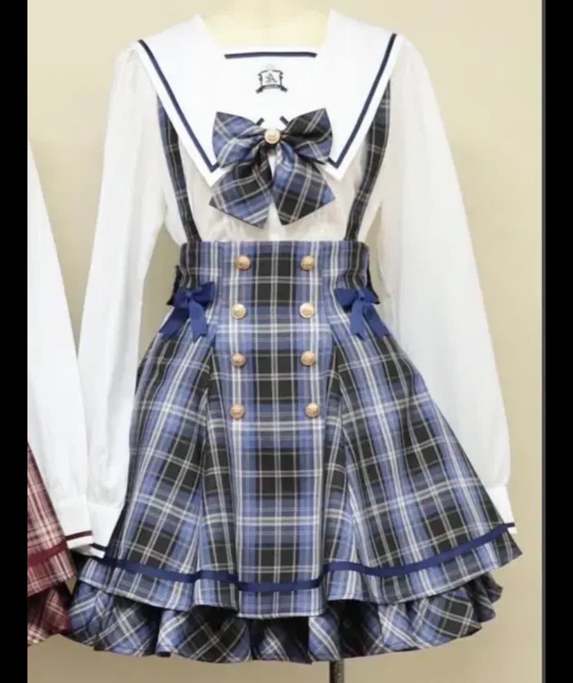 amavel 체크 리본 세일러 셋업 판매 상품이미지1