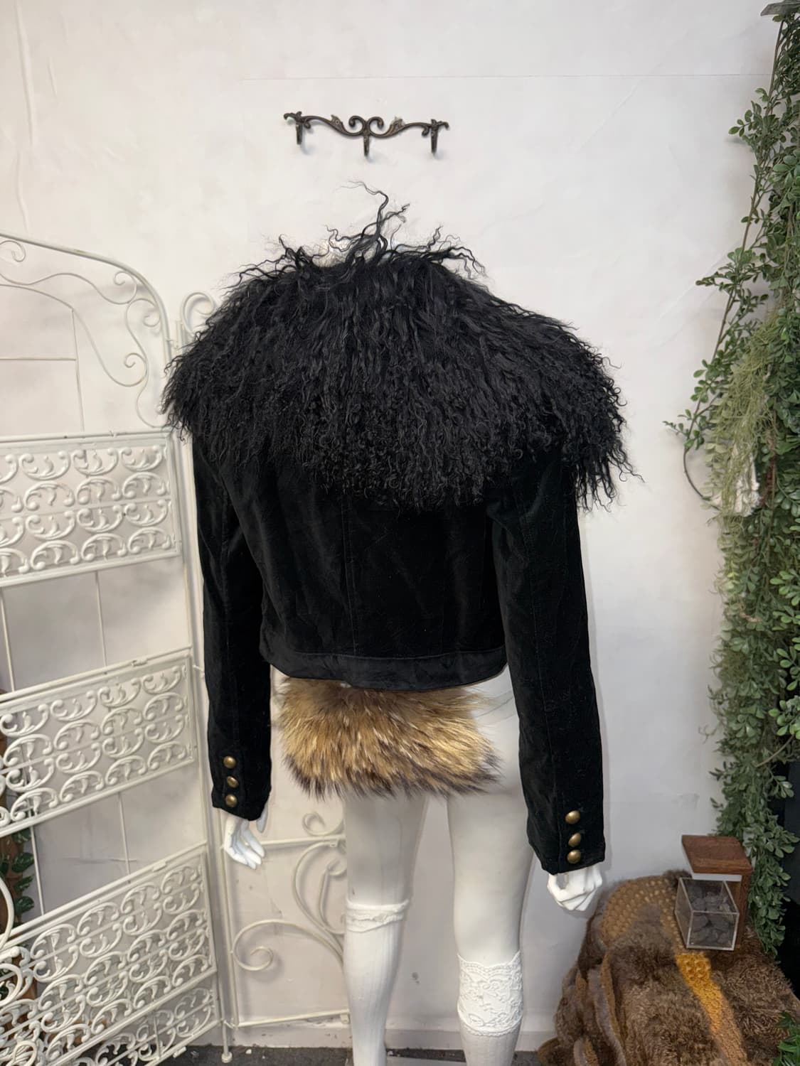 Black grunge hairy fur velvet bolero jk 상품이미지6