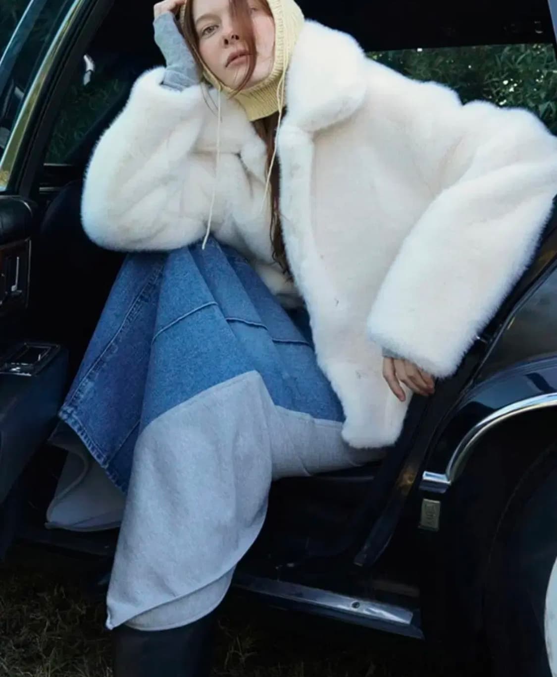 [포이어] Faux Fur 아이보리 숏코트 상품이미지2