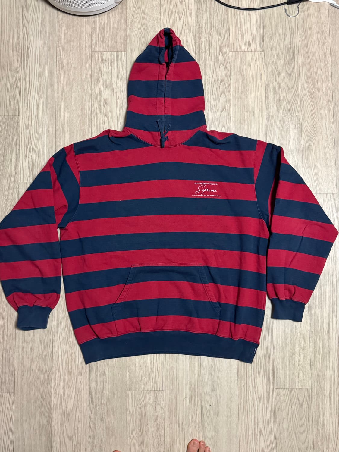 슈프림 마틴로즈 후드 스웨트셔츠 스트라이프 레드 네이비 상품이미지2