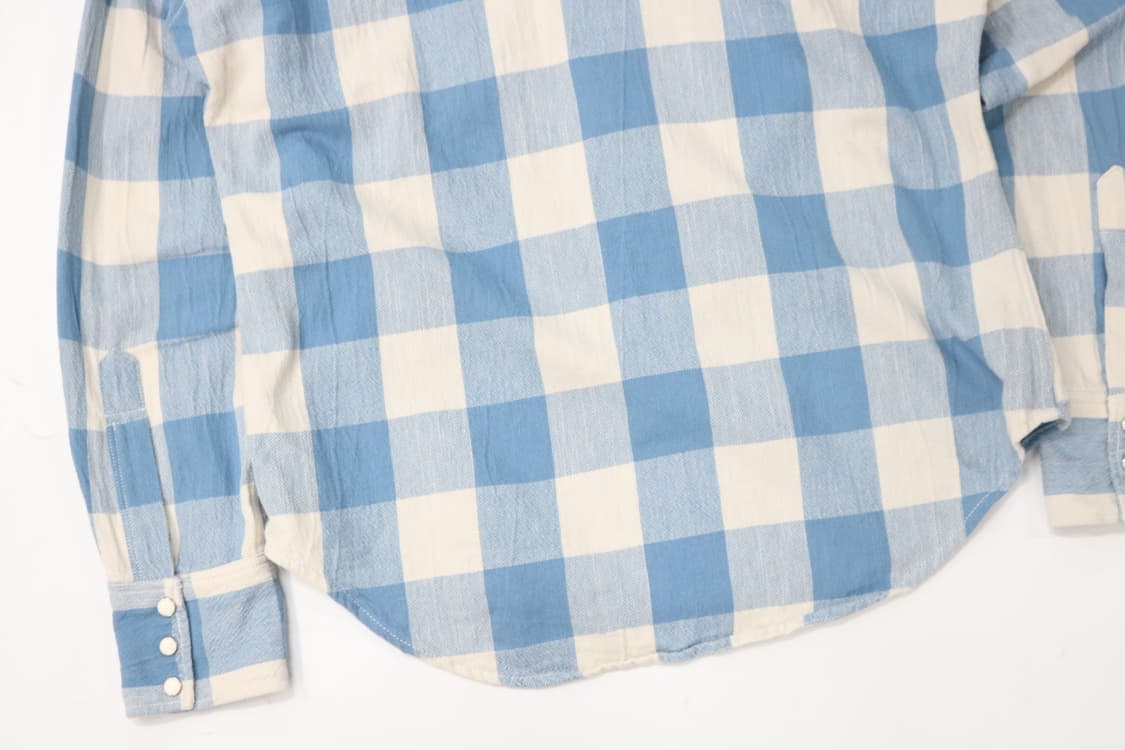 BACK NUMBER 백넘버 빈티지 블루 버팔로 체크 웨스턴 셔츠 (M) 상품이미지8