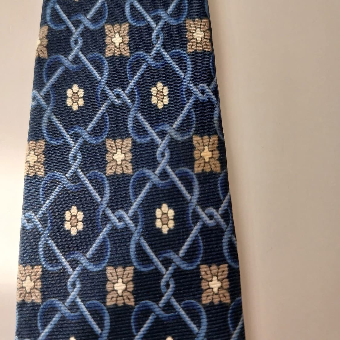 란셀 실크 네이비 L 모노그램 패턴 넥타이 9.2cm A등급 A18859 상품이미지8