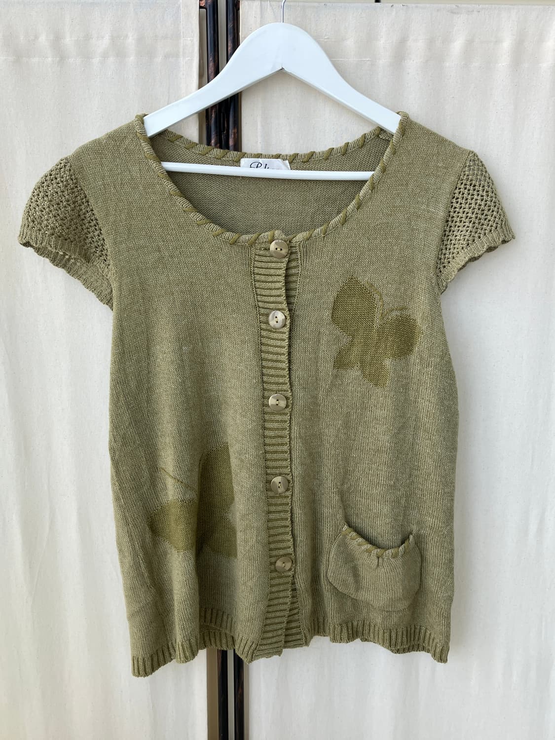 jpn vintage khaki knit blouse 상품이미지5