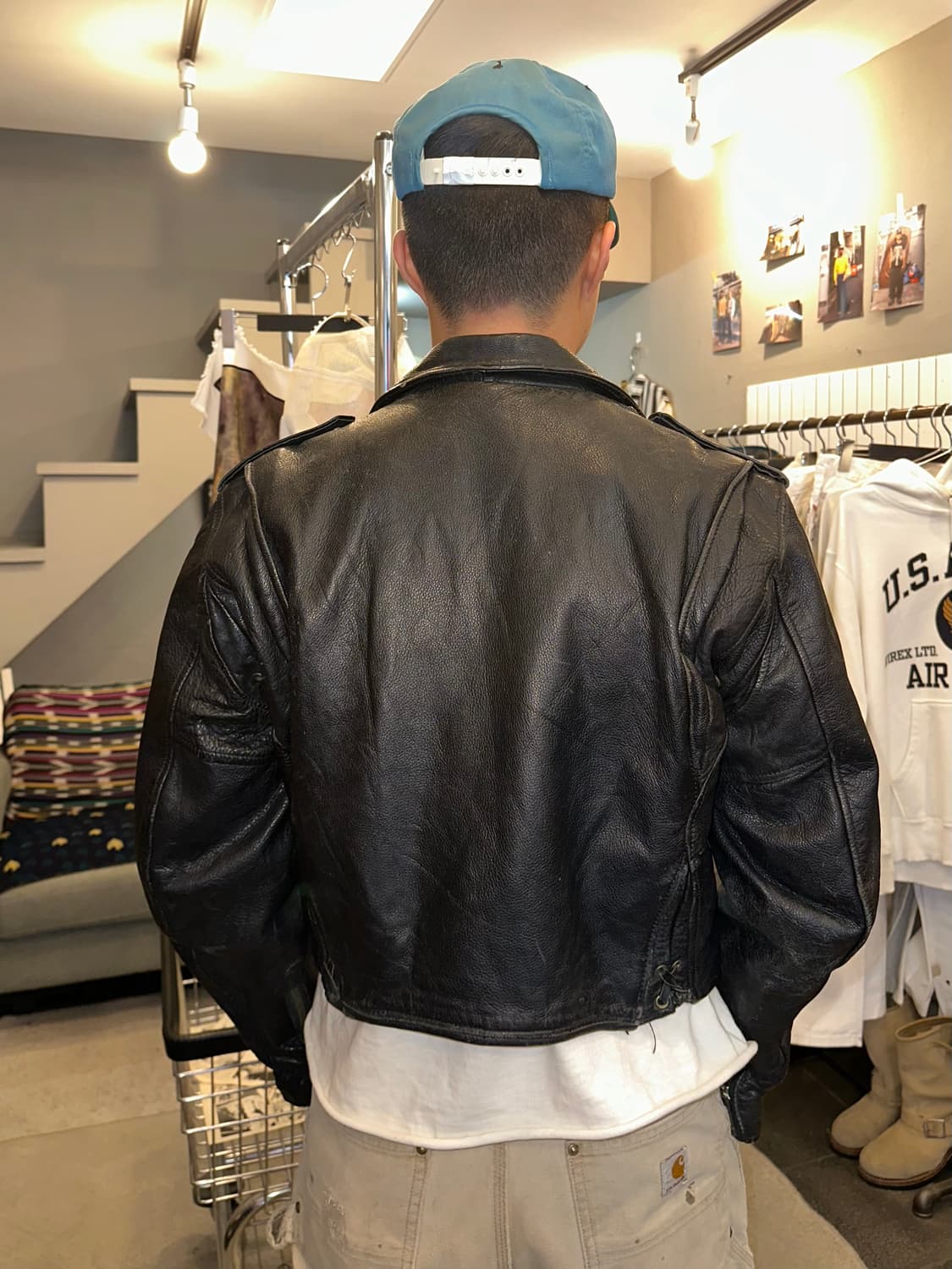 80-90‘s M.Flues cow-leather rider Jacket 상품이미지9