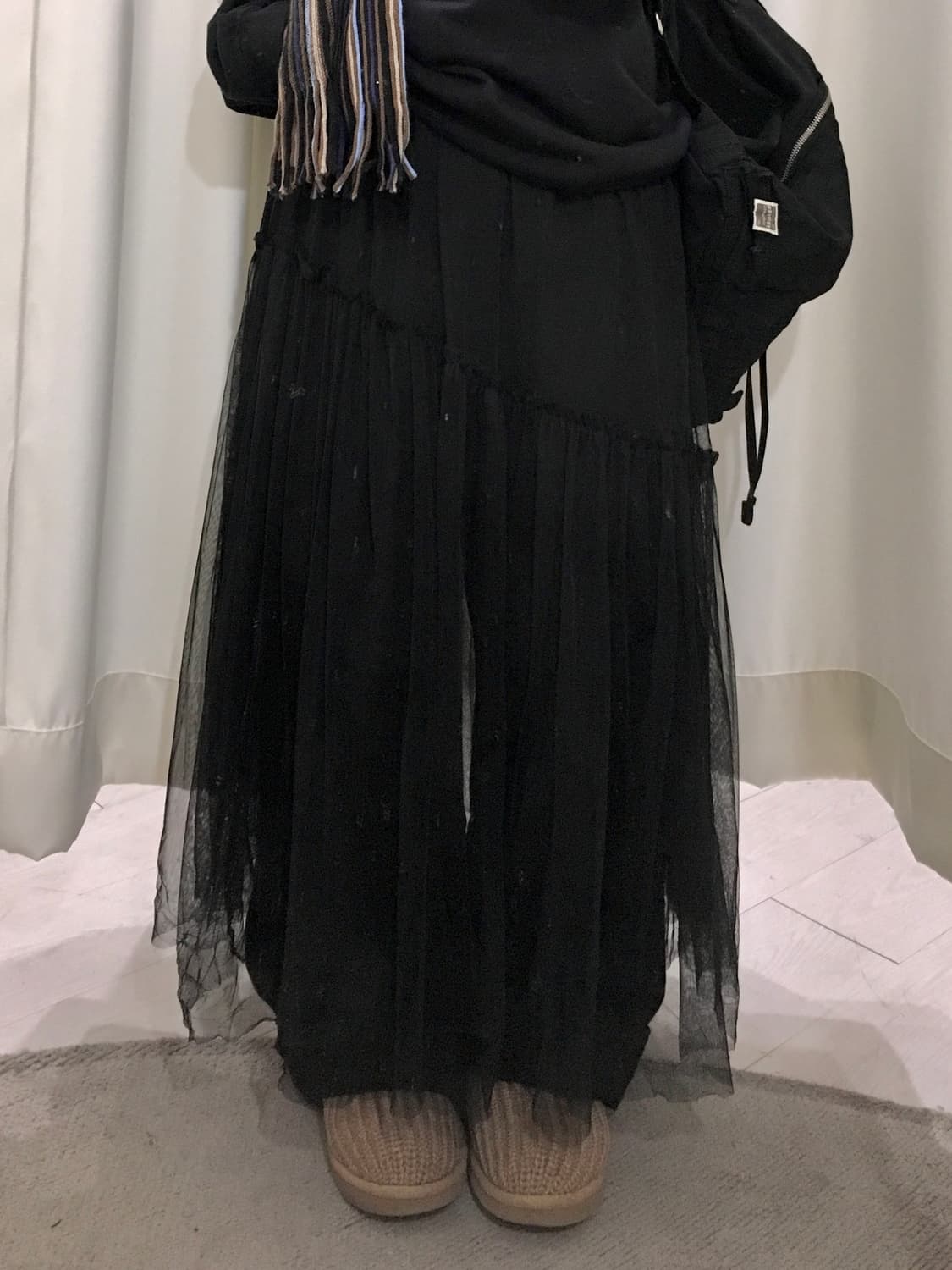 블랙 시스루 튤 스커트 상품이미지1