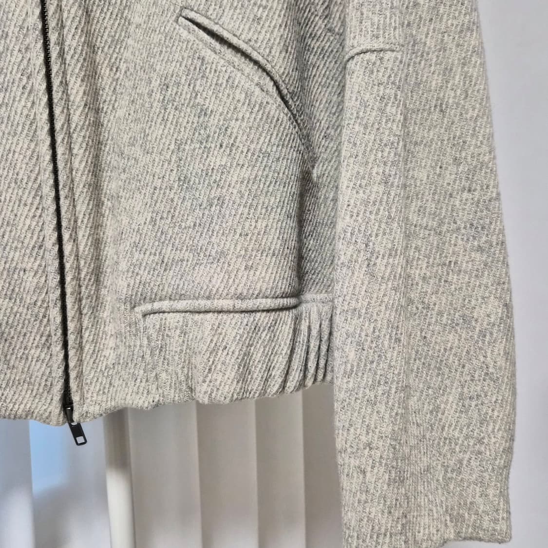 쿠어 COOR 울 트윌 숄카라 바시티 자켓 L(멜란지크림) 상품이미지3