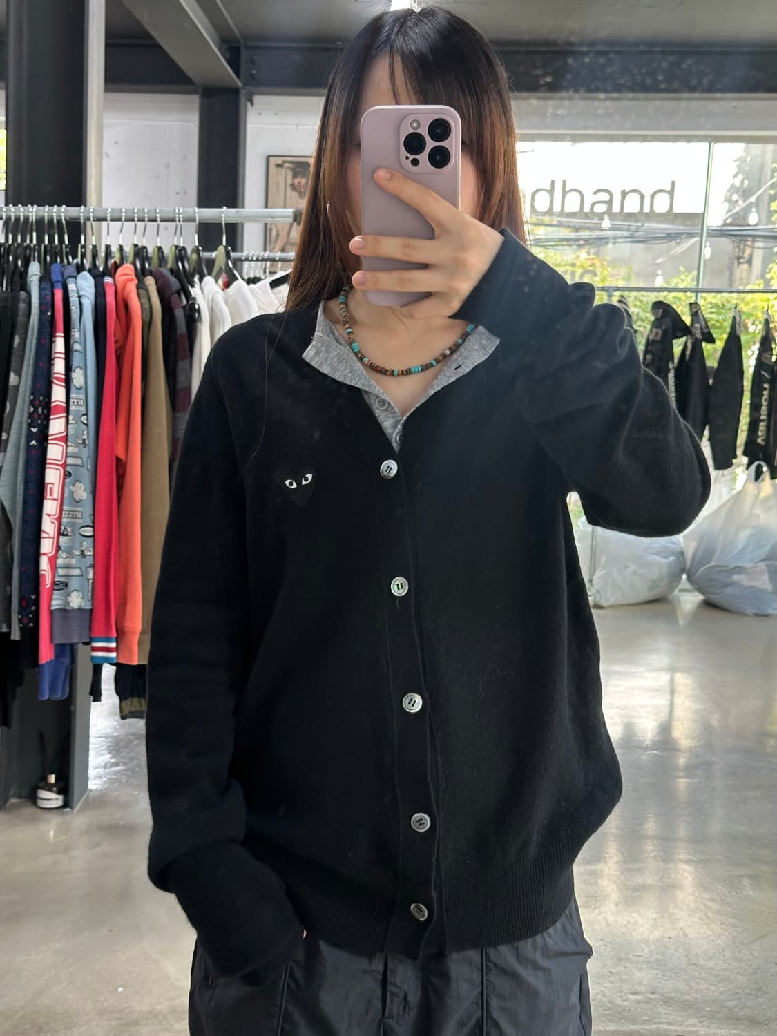 꼼데가르송 블랙로고 울 가디건 상품이미지4