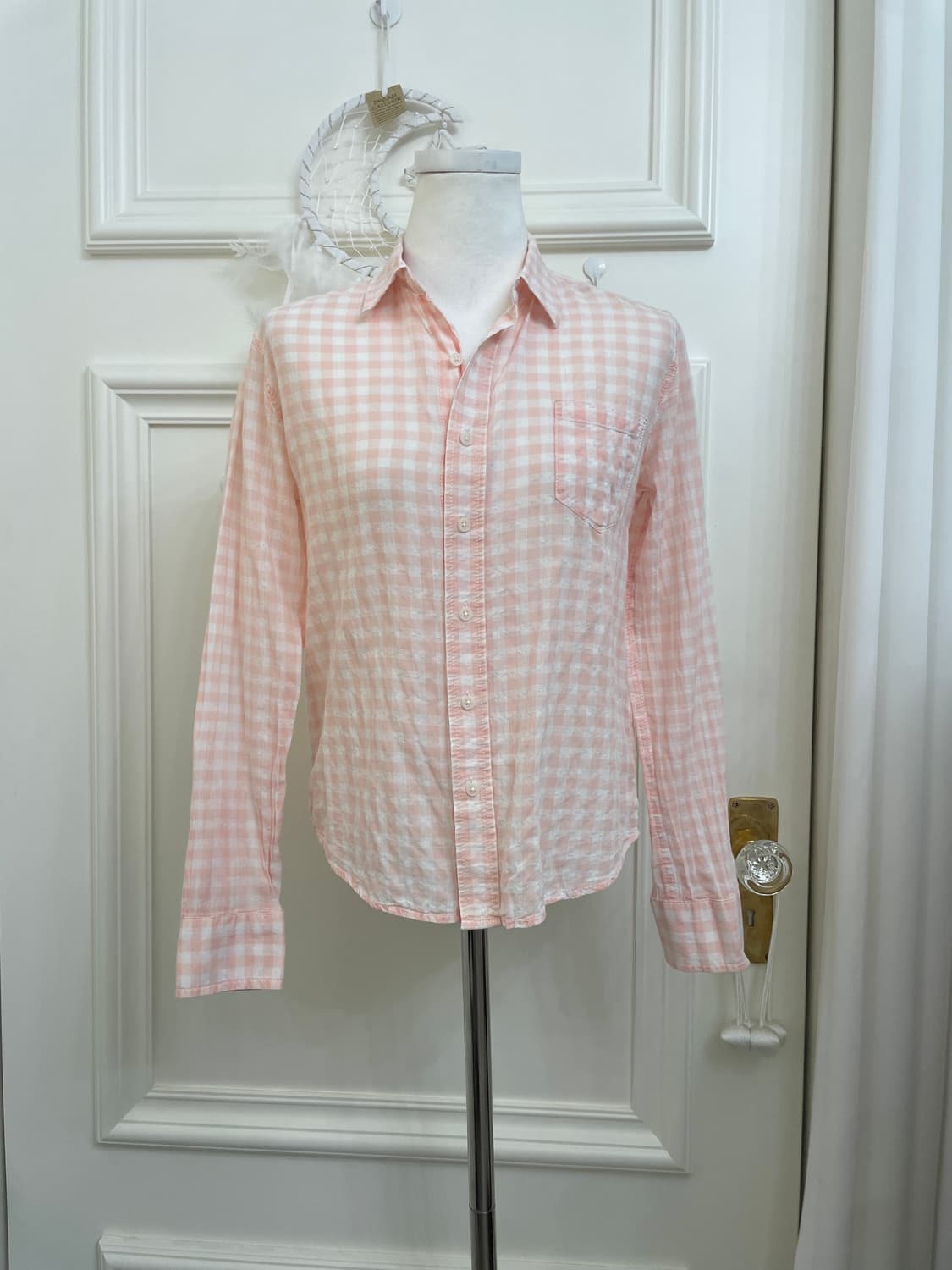 coral gingham-check summer shirt(size-0) 상품이미지1