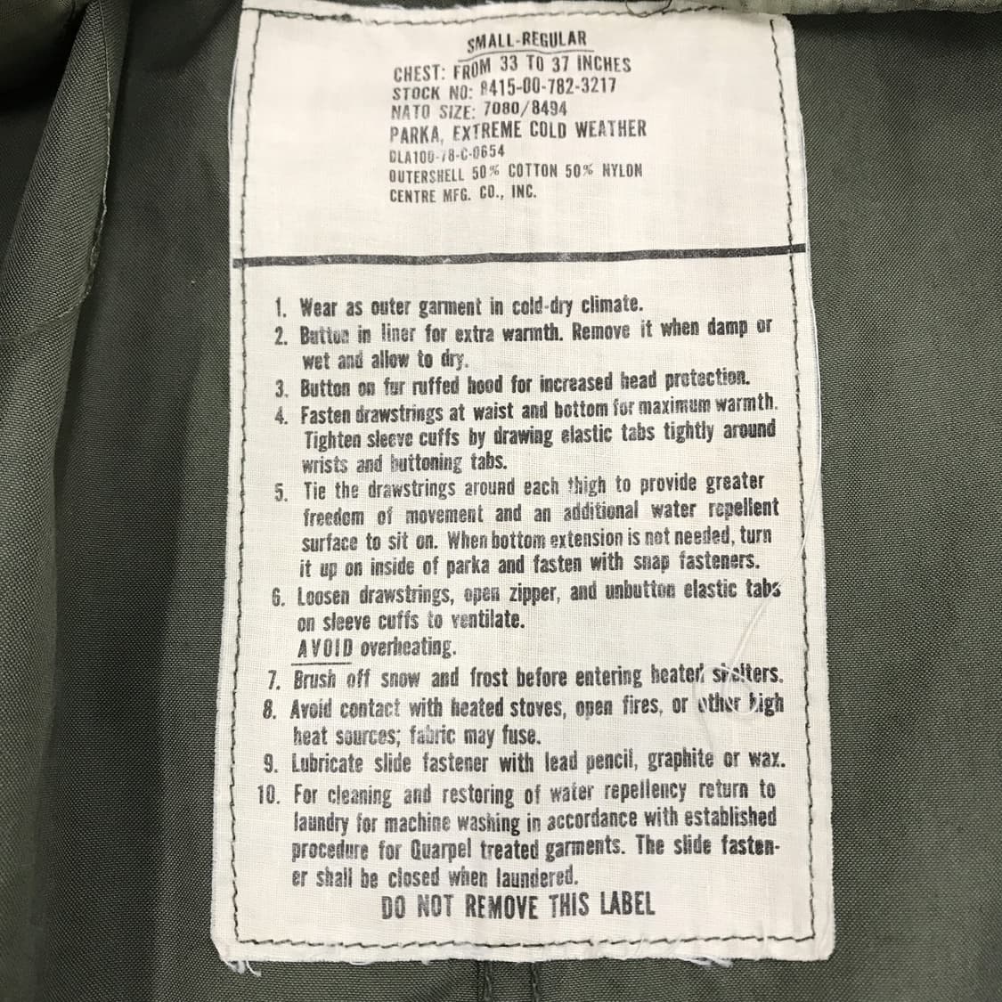 미군 오리지널 70s 피쉬테일 내피포함 풀셋 [S] 상품이미지5