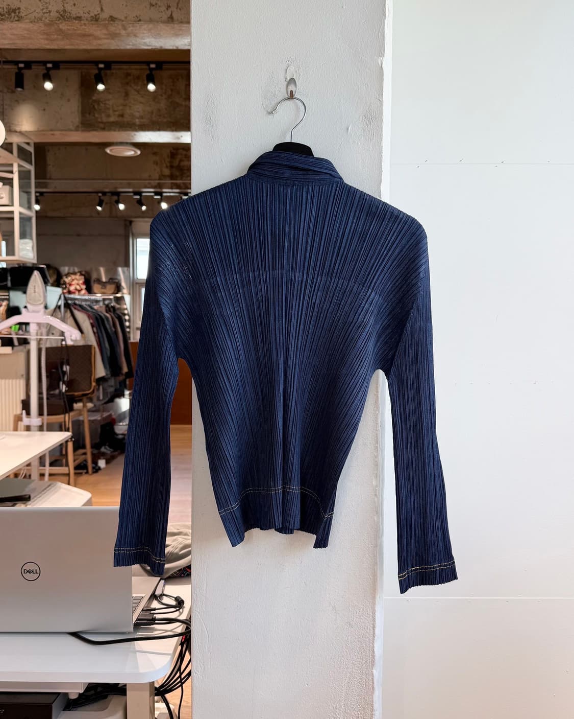 플리츠 플리즈 네이비 데님패턴 자켓  상품이미지7