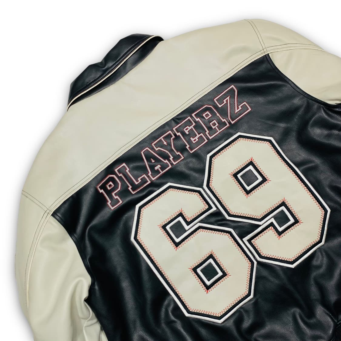 PLAYERZ 69번 올드스쿨 힙합 비건 레더 바시티 상품이미지4