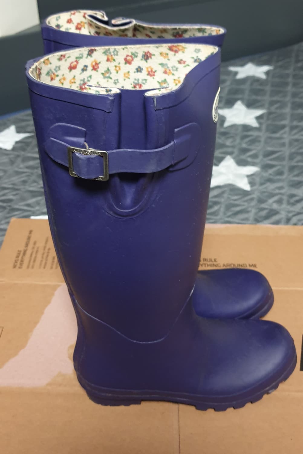 락피쉬웨더웨어 안감 플라워 코튼 레인 롱부츠 퍼플 38(240) 상품이미지2