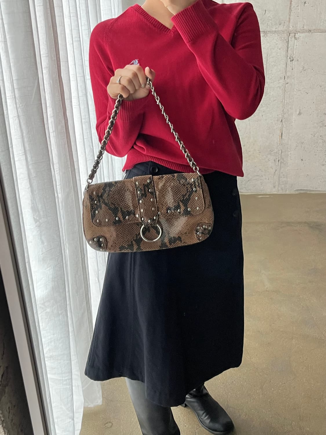 90s 소가죽 파이톤 숄더백 상품이미지1