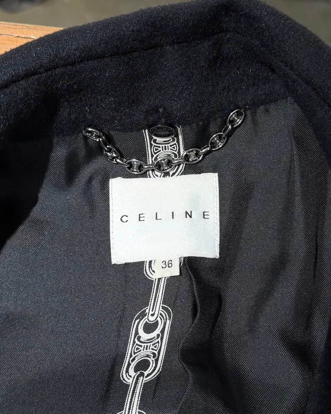 셀린느 블랙 울 앙고라 벨티트 코트 상품이미지8