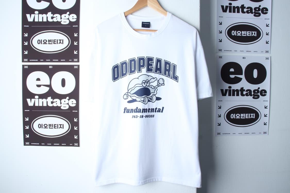 (L-XL) 오드펄 반팔 티셔츠 조개프린팅 화이트 올드스쿨-H33502 상품이미지2