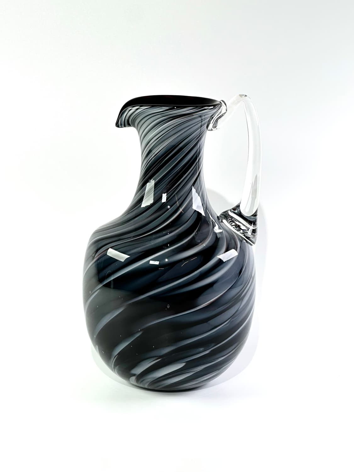 일본 빈티지 쿠라타 아트글라스 블랙&그레이 화병 피처 상품이미지2