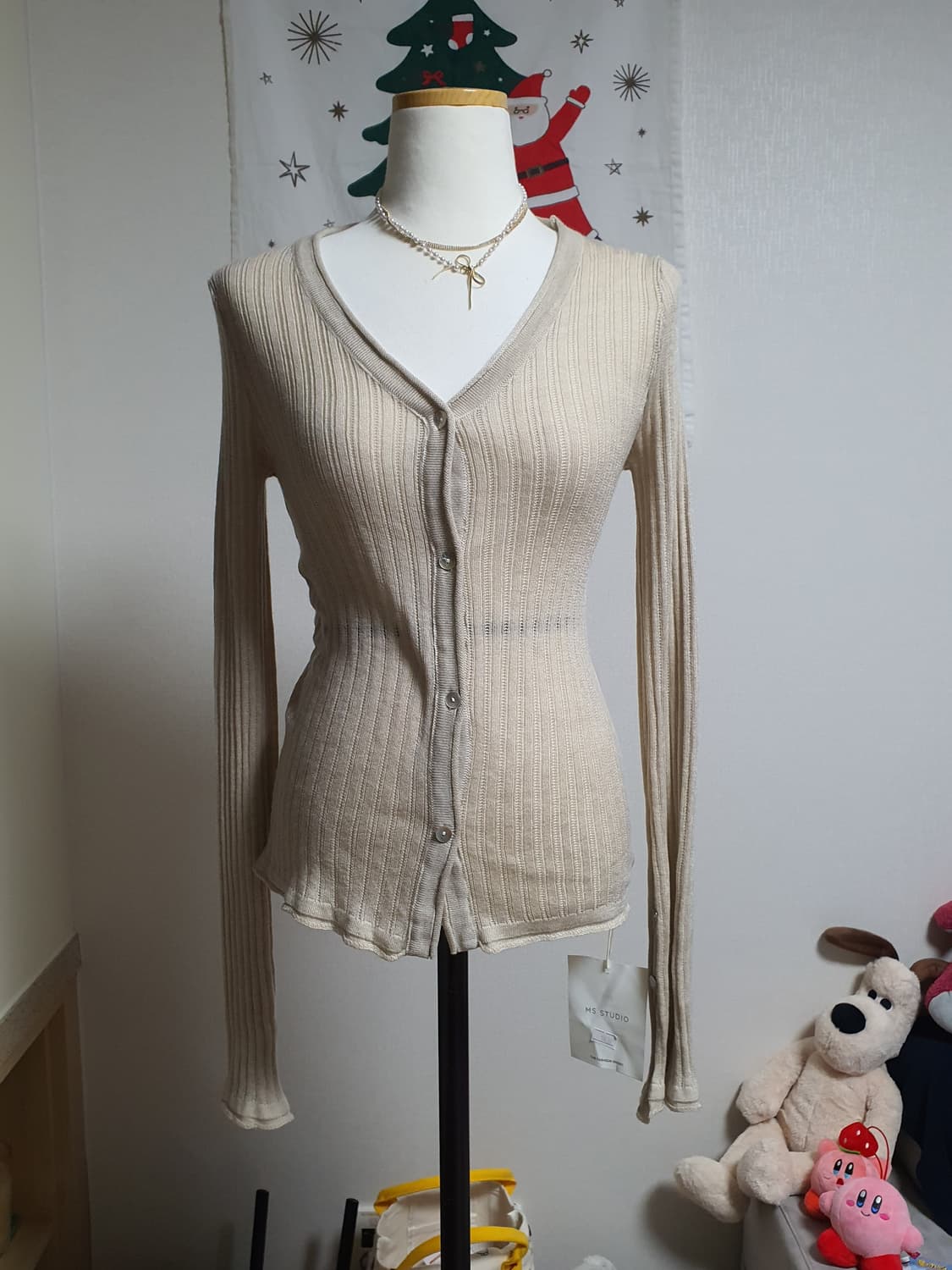 [모리걸] 골지 가디건 아이보리 상품이미지1